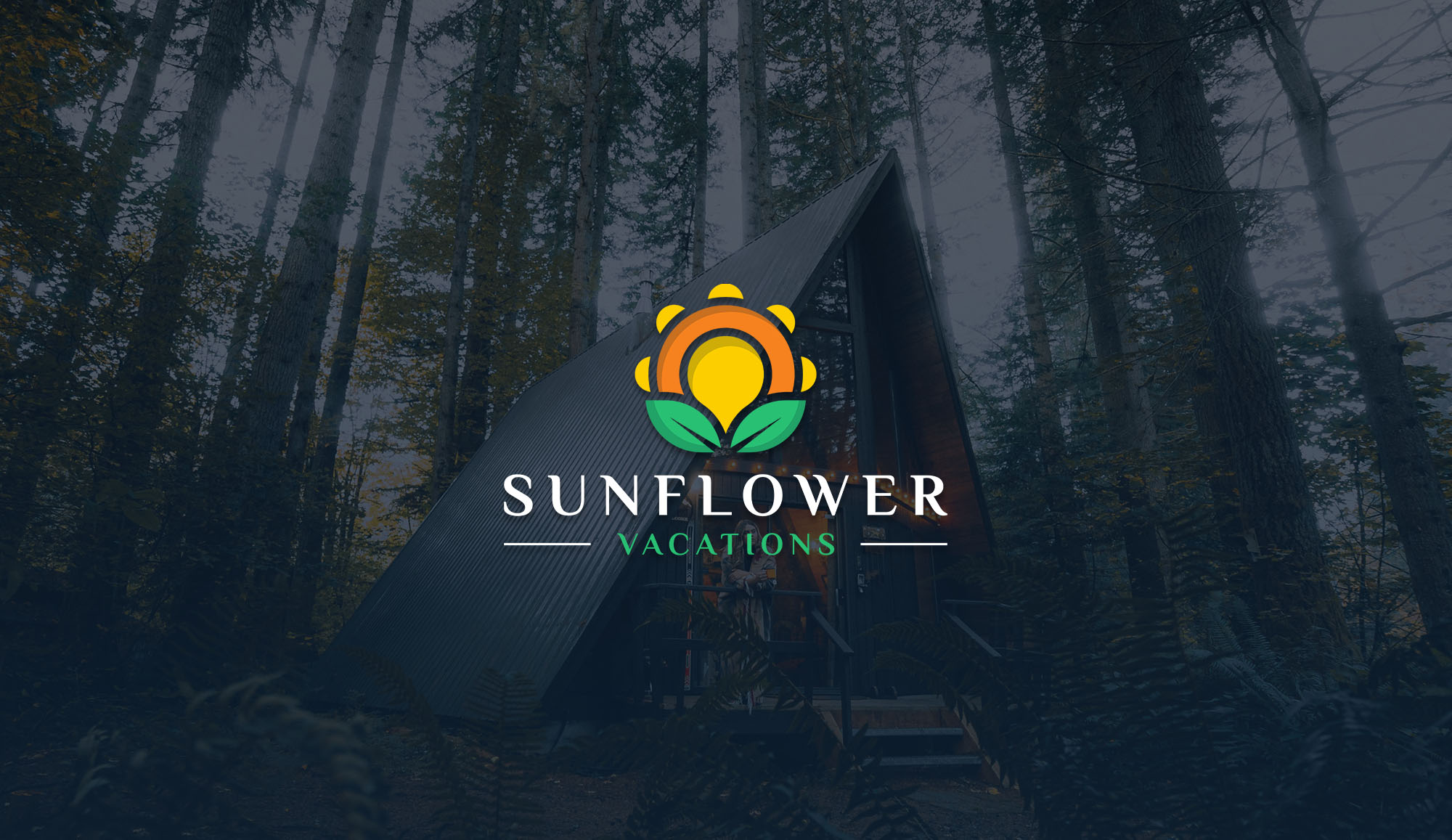 Sunflower Vacations mountain cabin among Pacific Northwest trees